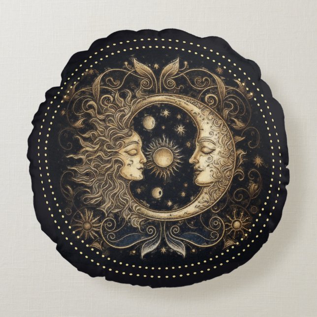 Coussin rond céleste de la Lune Solaire (Devant)