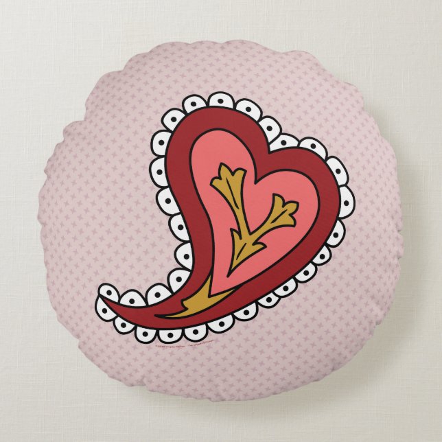 Coussin rond cœur Paisley (Devant)
