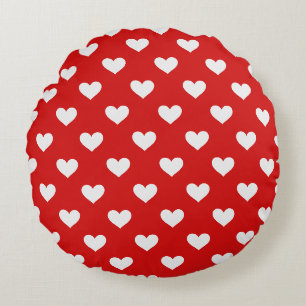 Coussin Rond Cœurs d'Amour Rouges pour la Saint-Va