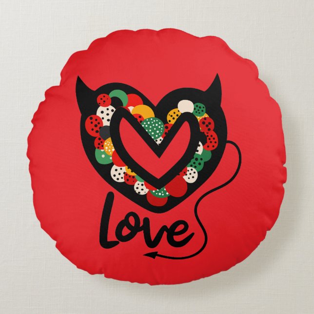 Coussin Rond Coussin d'amour mignon (Devant)