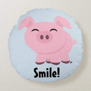 Coussin rond Cute Pig Smile