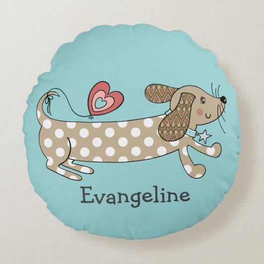 Coussin rond Dachshund Saucisse Personnalisé (Devant)
