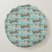 Coussin rond Dachshund Saucisse Personnalisé (Dos)