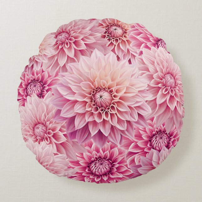 Coussin rond Dahlia Fleurs (Devant)