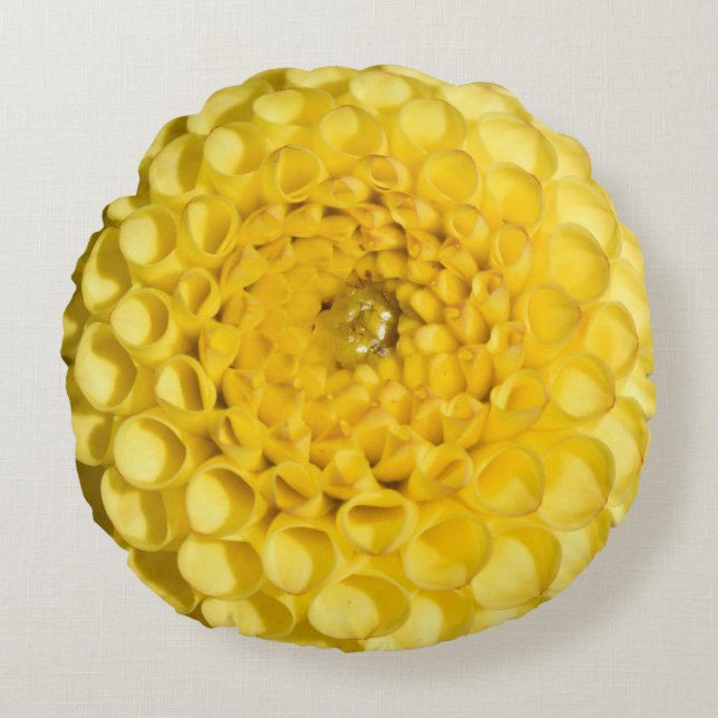 Coussin rond Dahlia Jaune (Devant)