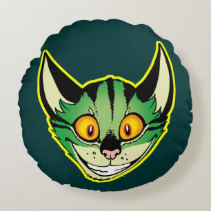 Coussin rond de chat de dessin fluorescent
