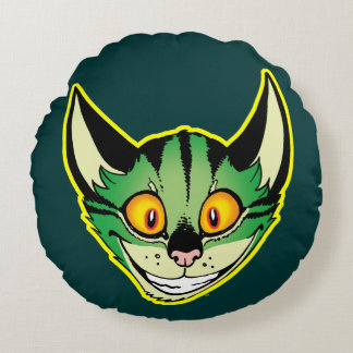 Coussin rond de chat de dessin fluorescent