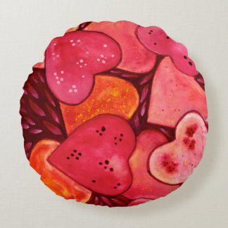 Coussin rond de coeur pour aquarelle romantique