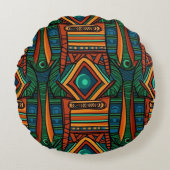 Coussin rond de conception d'art tribal africain (Devant)