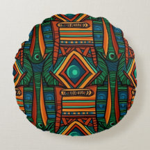 Coussin rond de conception d'art tribal africain