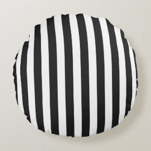 Coussin rond de conception noire et blanche de