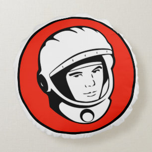 Coussin rond de cosmonaute soviétique rouge