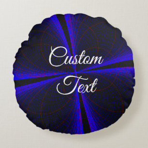 Coussin rond de feuille de trèfle bleu