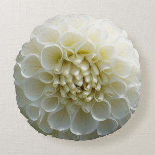 Coussin rond de fleur blanche de Dahllia