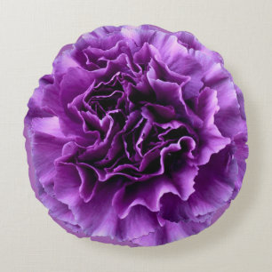 Coussin rond de fleur pourpre d'oeillet