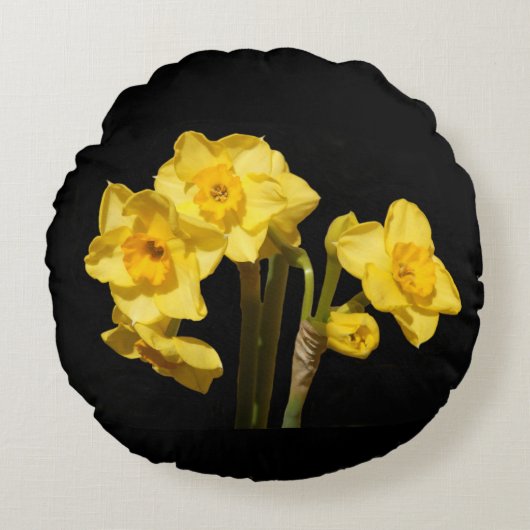 Coussin rond de fleurs de jonquille (Devant)