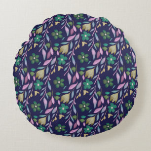 Coussin rond de fleurs de minuit