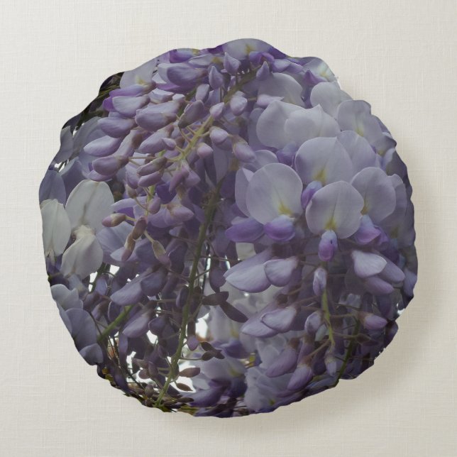 Coussin rond de fleurs violettes (Dos)
