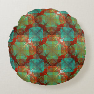 Coussin rond de fusion chromatique rouge et vert