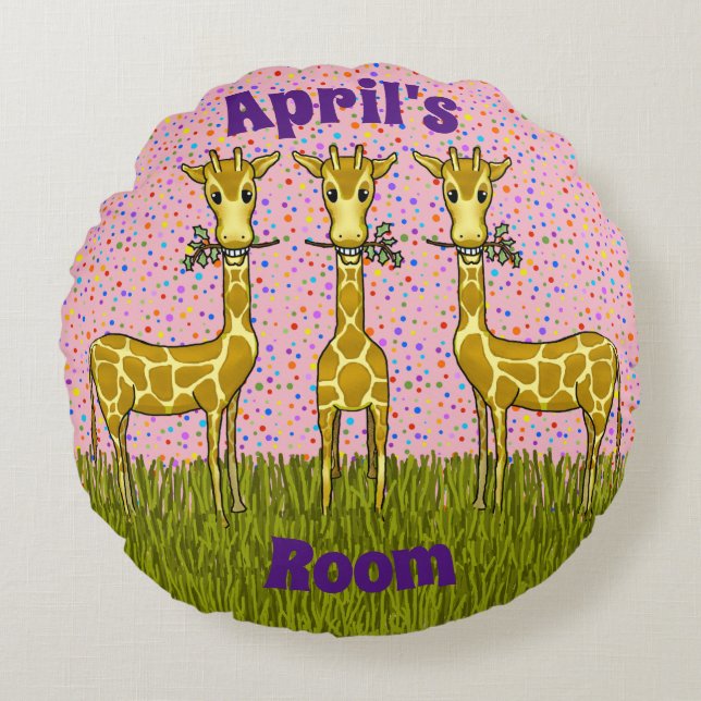 Coussin rond de girafes (Devant)