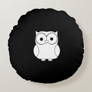 Coussin rond de hibou noir et blanc