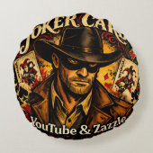 Coussin rond de jeté avec carte de joker masquant  (Dos)
