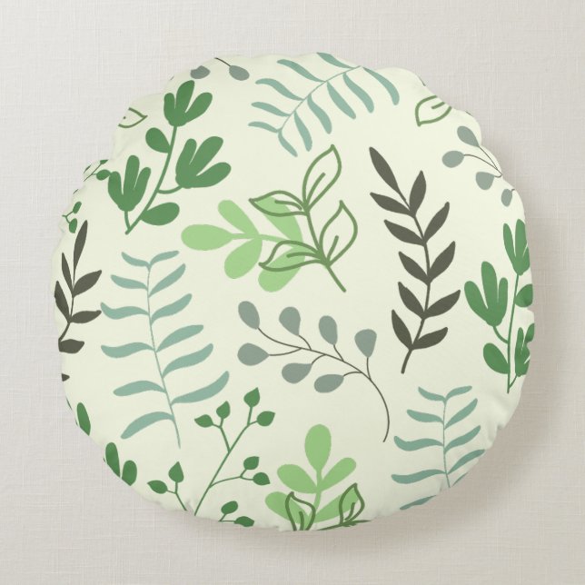 Coussin rond de la forêt tropicale verte (Devant)