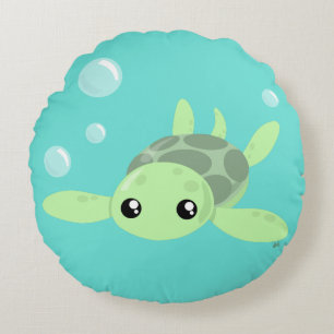 Coussin rond de la jolie tortue de mer