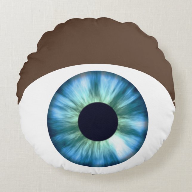 Coussin rond de la peau foncée de l'oeil bleu (Devant)