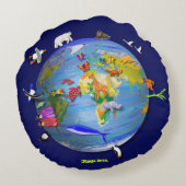 Coussin rond de la terre de planète avec les (Dos)