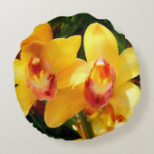 Coussin rond de l'orchidée jaune (Dos)