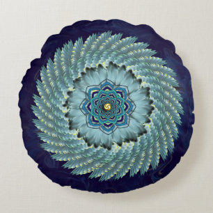 Coussin rond de mandala de Lotus d'aile d'oiseau