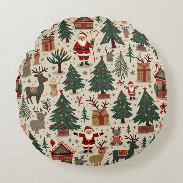 Coussin rond de Noël (Devant)