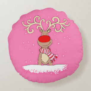 Coussin rond de Noël avec des filles mignonnes et