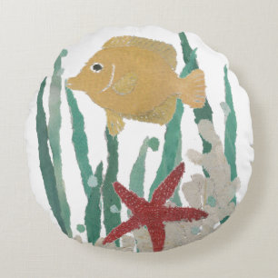 Coussin rond de poissons tropicaux