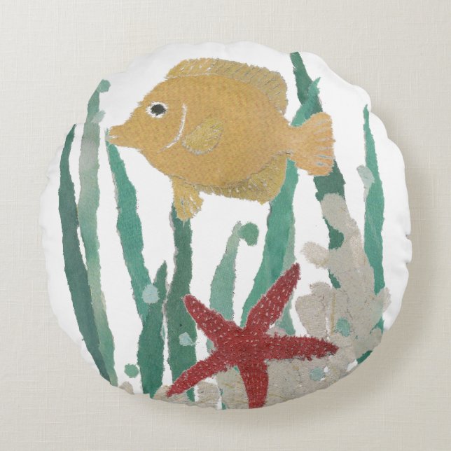 Coussin rond de poissons tropicaux (Devant)
