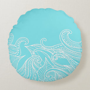 Coussin rond de style de Boho d'Aqua