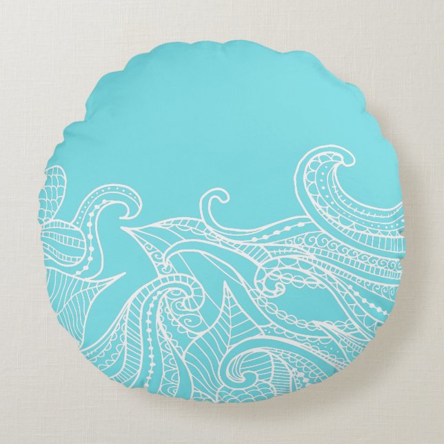 Coussin rond de style de Boho d'Aqua (Devant)