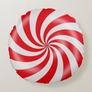 Coussin rond de sucrerie de conception rouge et