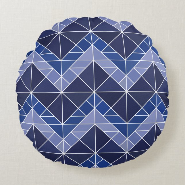 Coussin rond de Tangram d'indigo (Devant)