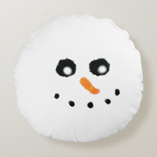 Coussin rond de visage de bonhomme de neige (Devant)