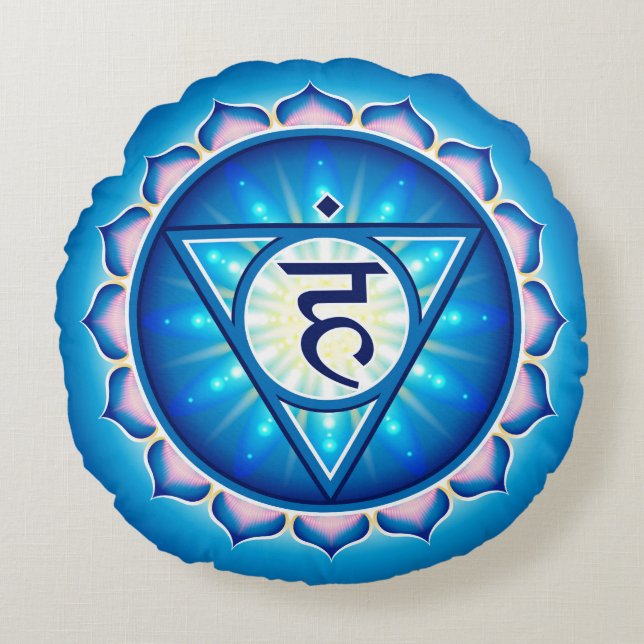 Coussin rond de Yoga Chakra Vishuddha (Devant)