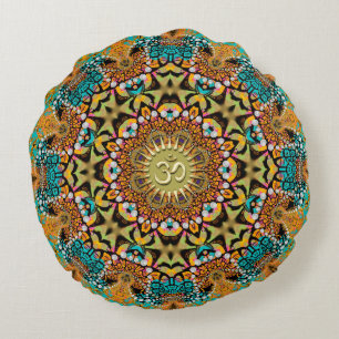 Coussin rond de yoga OM Mandala Bohemian Batik