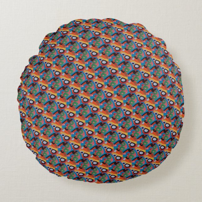 Coussin rond de "zigzag" (Devant)