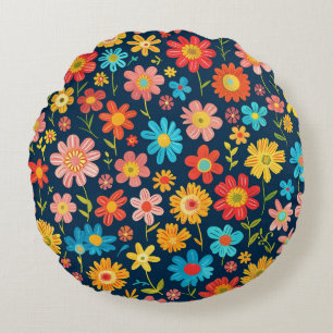 Coussin rond d'énergie en fleurs fraîches