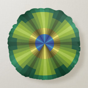 Coussin rond d'illusion de paon