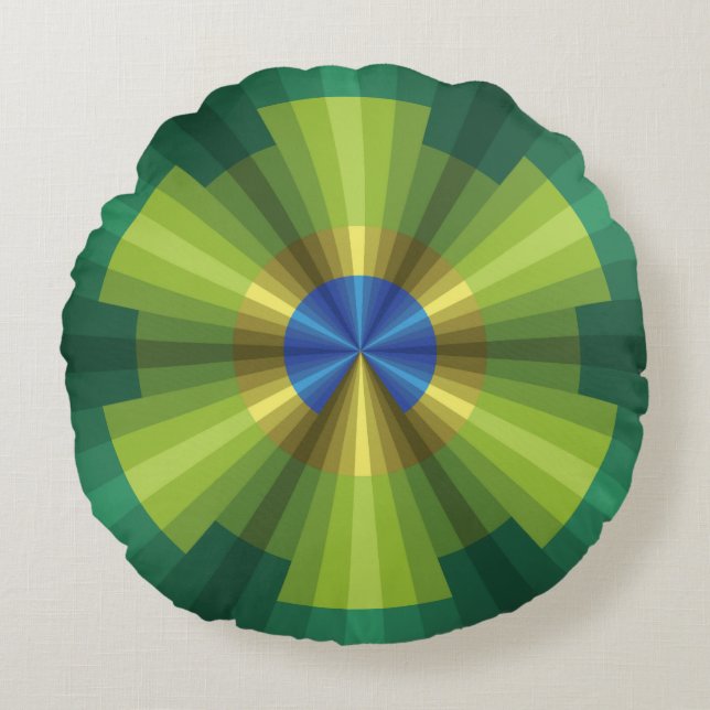 Coussin rond d'illusion de paon (Devant)