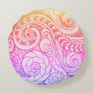 Coussin rond Doodle coloré