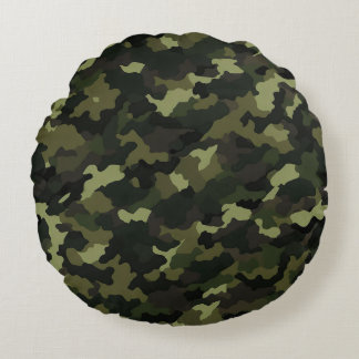 Coussin rond du Camouflage de retraite de Woodland