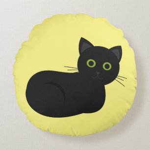 Coussin rond du chat noir